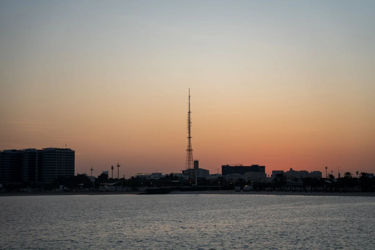 Stunning view of Abu Dhabi's skyline at sunset, perfect for a romantic getaway