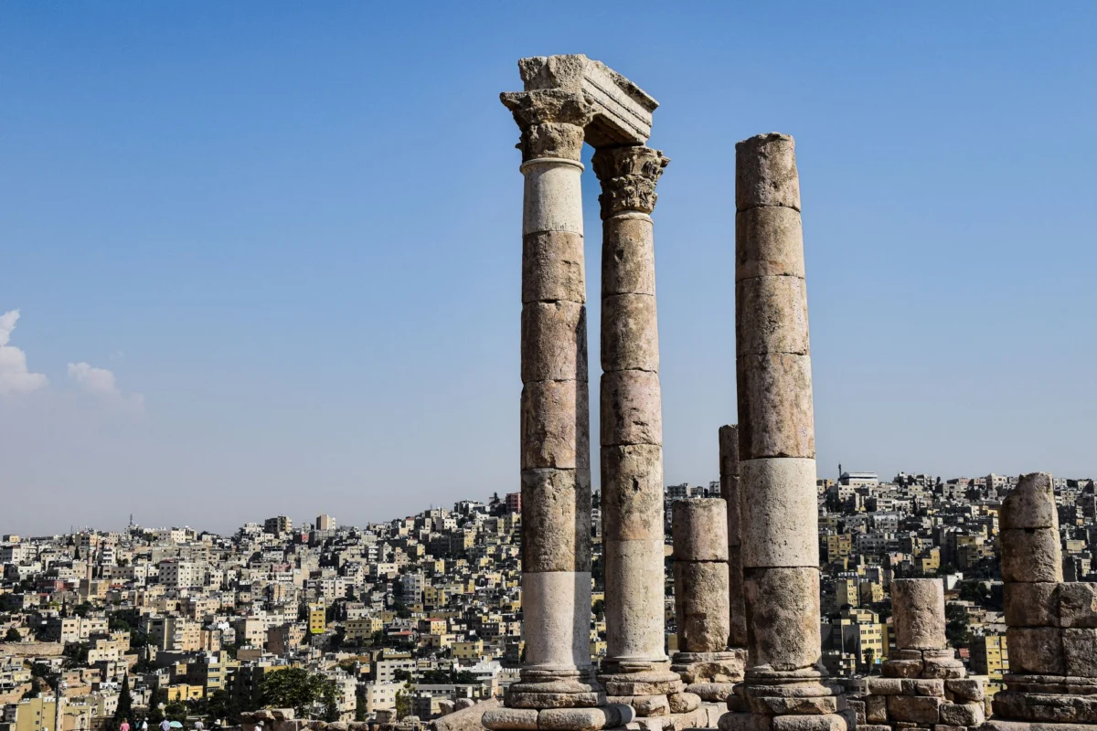 View of the historic Amman Citadel under twilight