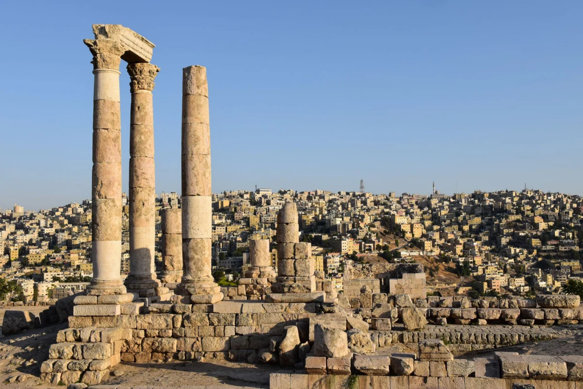 Amman's skyline under a romantic sunset, perfect for couples