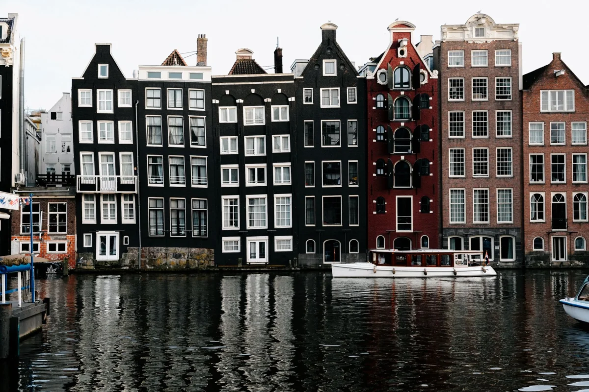 Picturesque Amsterdam canal with iconic houses
