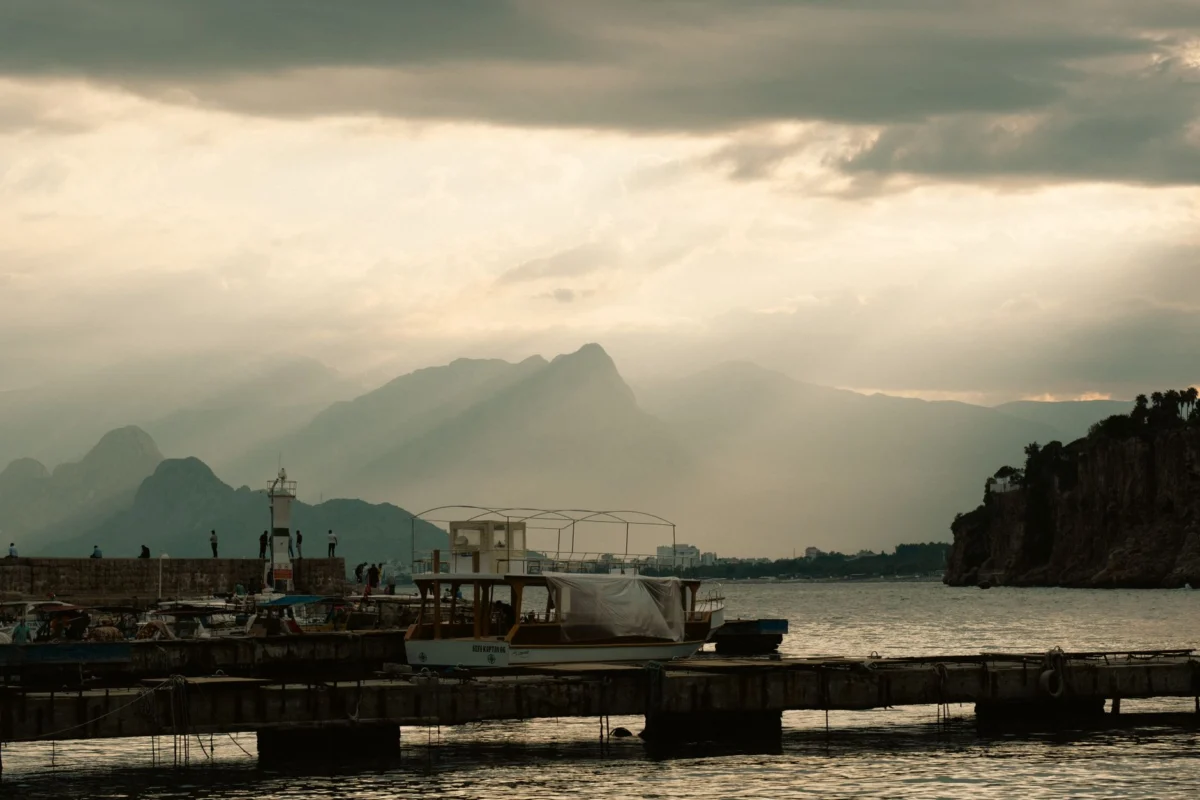 A romantic sunset over Antalya's tranquil coastline