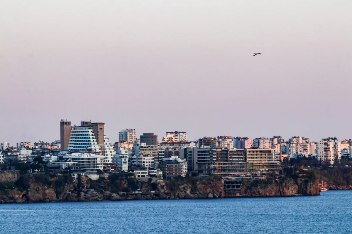 A stunning sunset view of Antalya skyline and coastal landscape