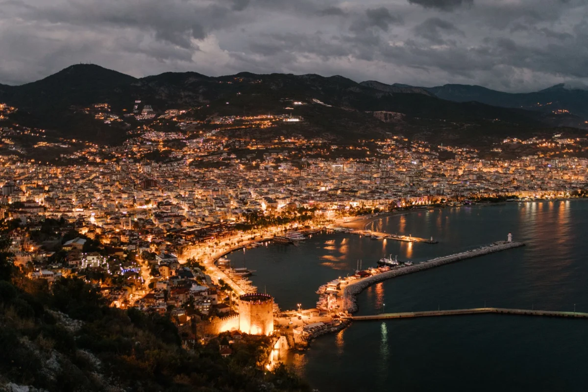 Night view of Antalya's scenic skyline and vibrant nightlife