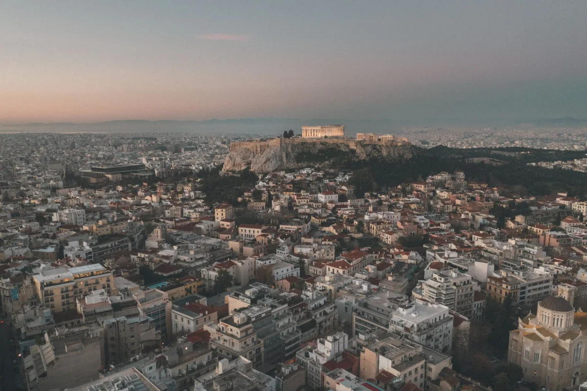 Iconic view of the Athens Acropolis at sunset