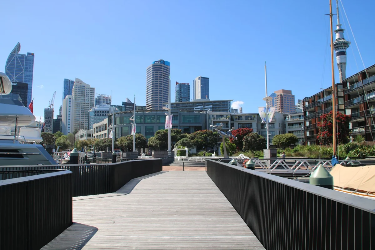 Scenic view of luxury hotel skyline in Auckland