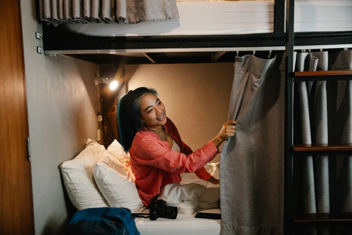 Lively common area in a Bali hostel, perfect for meeting other solo travelers