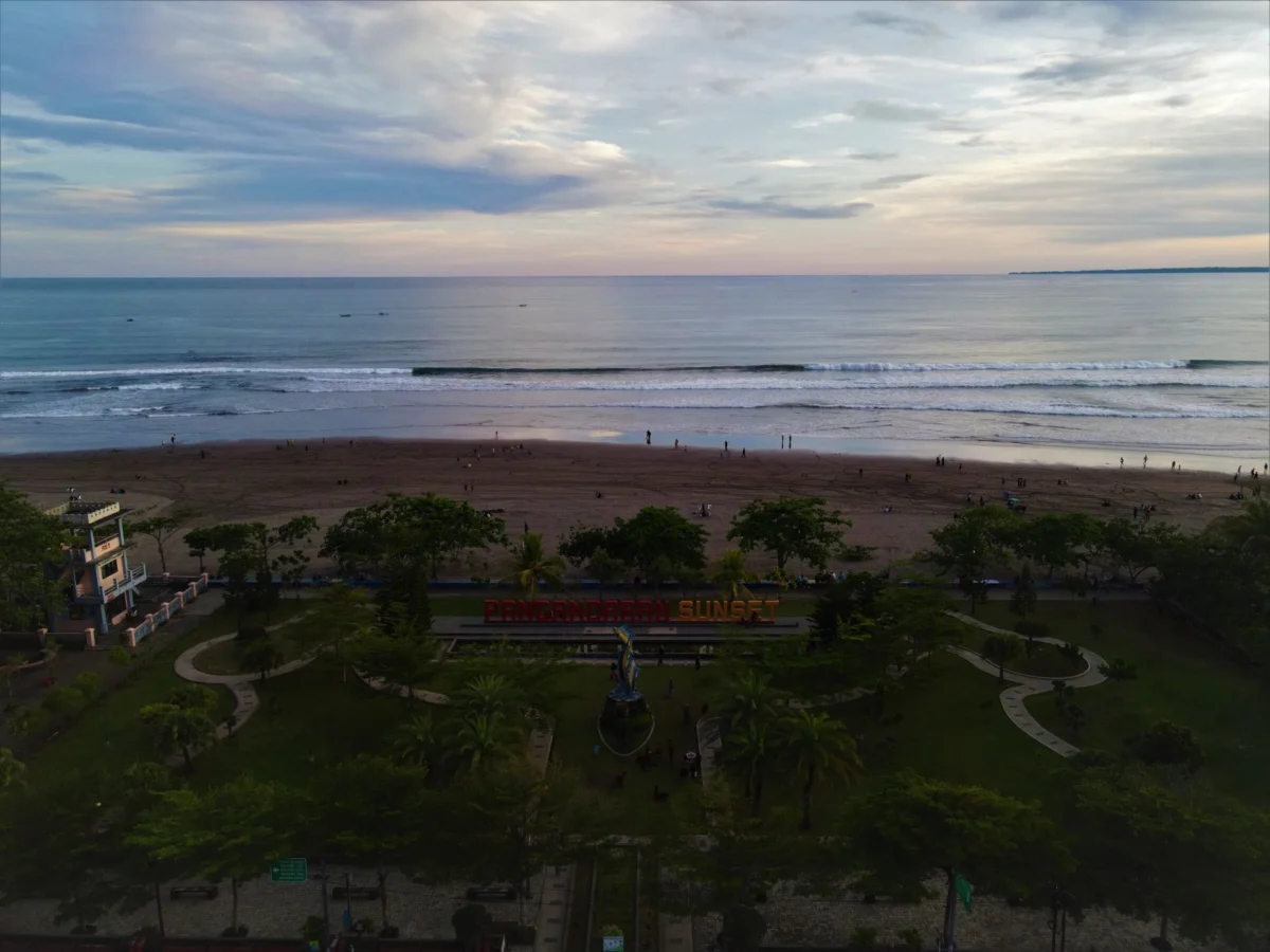 Romantic sunset view from a beachfront in Bali