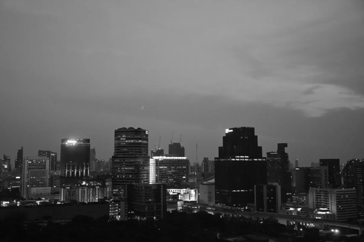 Romantic view of Bangkok skyline during New Year's celebration