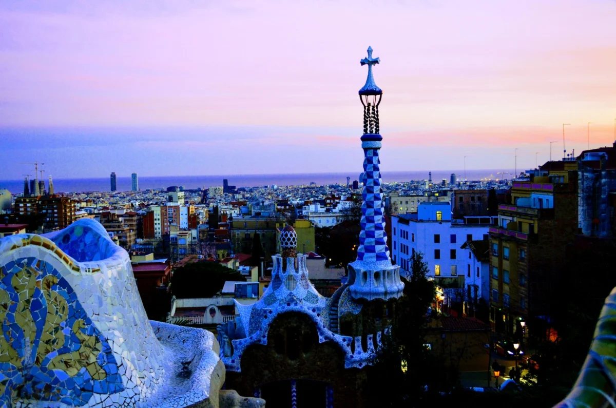 Barcelona city skyline with iconic Gaudi architecture