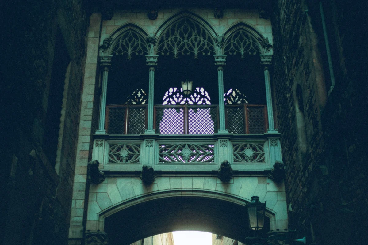 Romantic view of Barcelona's Gothic Quarter at twilight