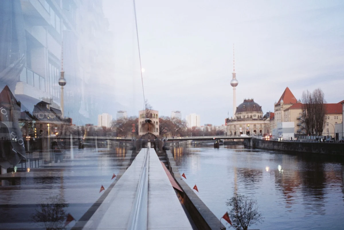 Romantic view of the Berlin skyline at twilight
