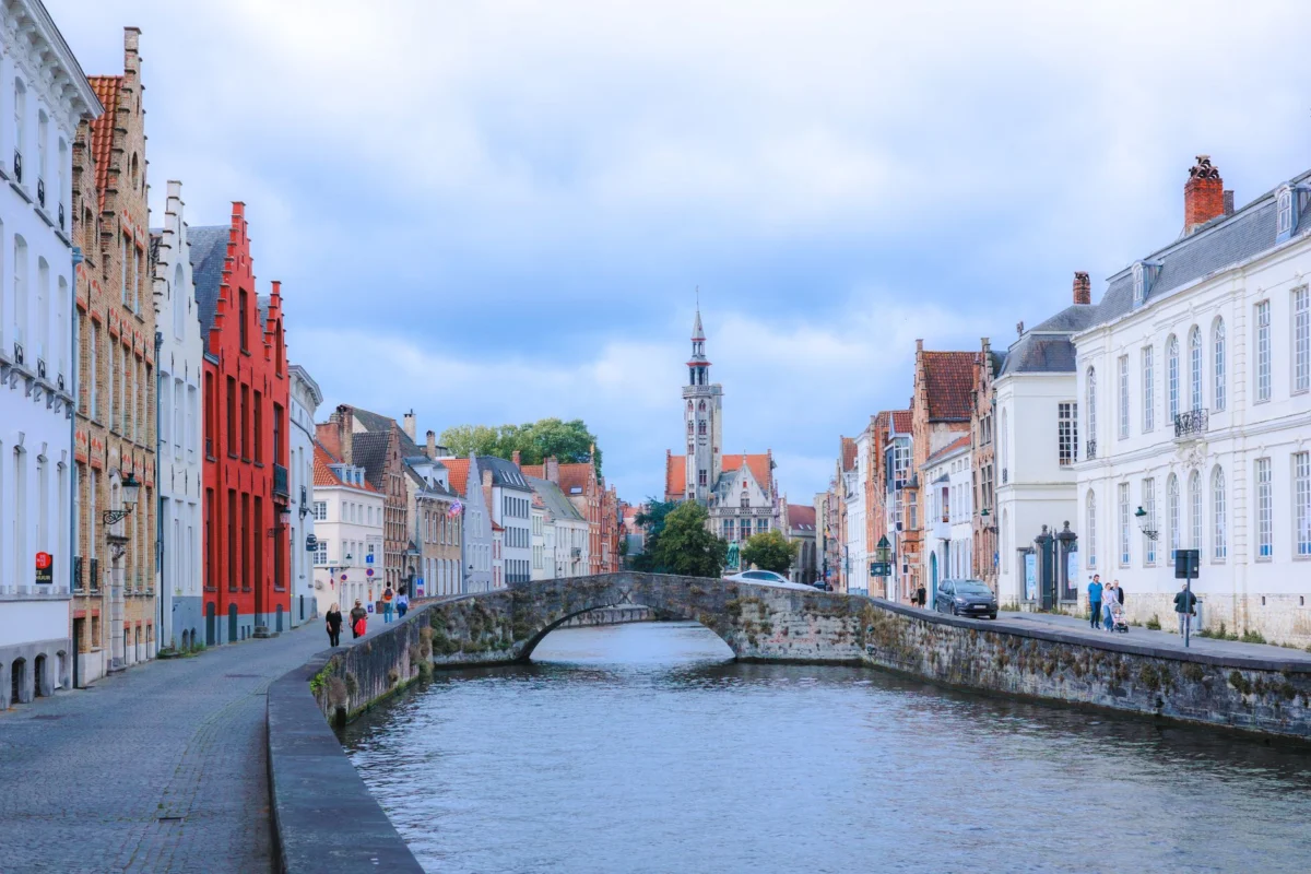 Scenic view of Bruges's canals and buildings
