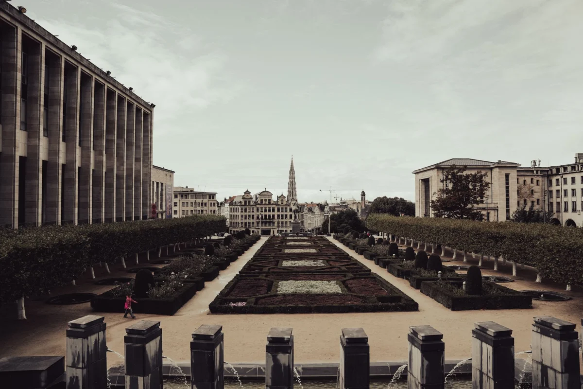 View of Brussels cityscape with famous landmarks