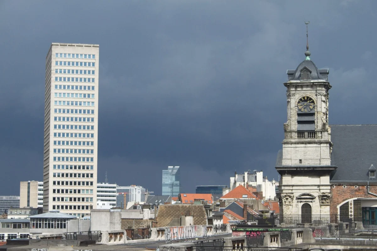 A romantic view of Brussels historic skyline
