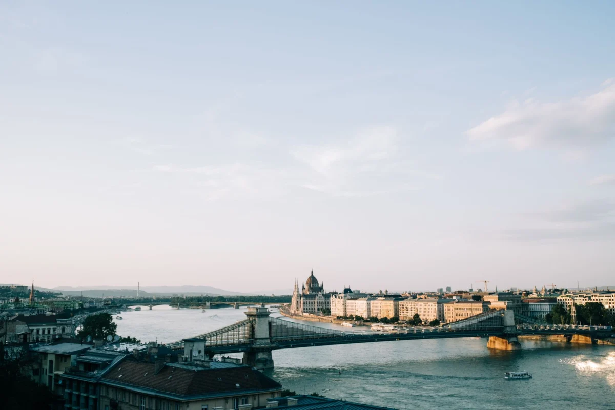 Romantic view of Budapest's skyline at dusk