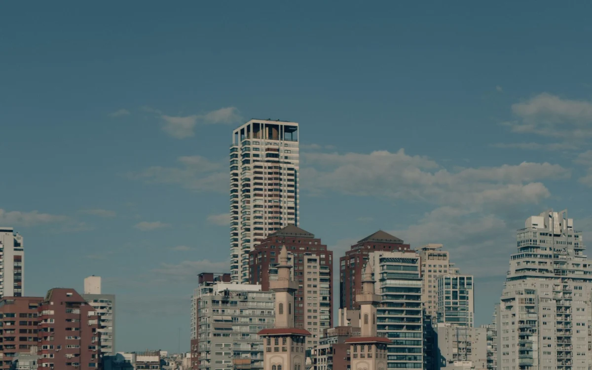 Aerial view of Buenos Aires skyline showcasing iconic architecture