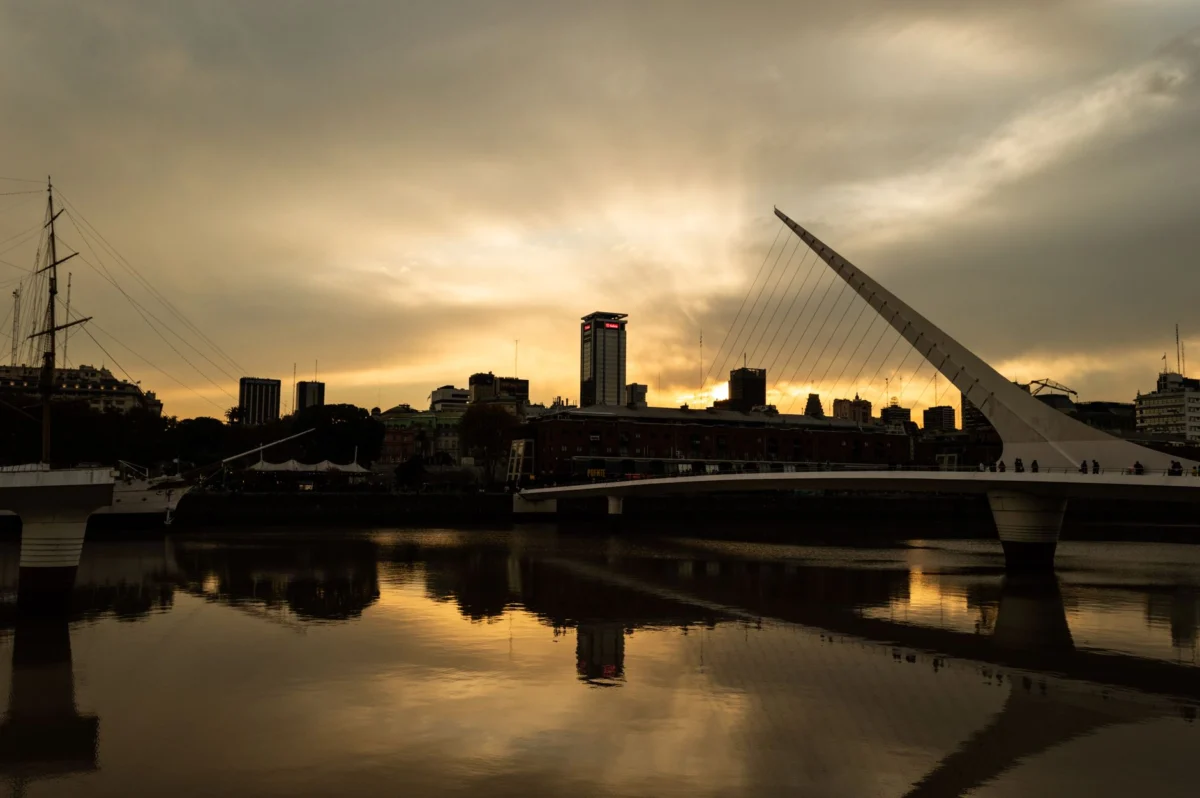 View of Buenos Aires skyline during sunset