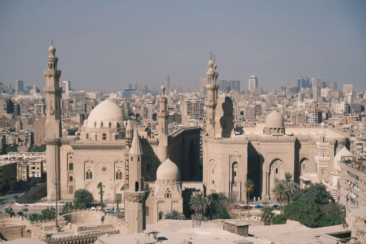 A panoramic view of Cairo’s iconic skyline and landmarks