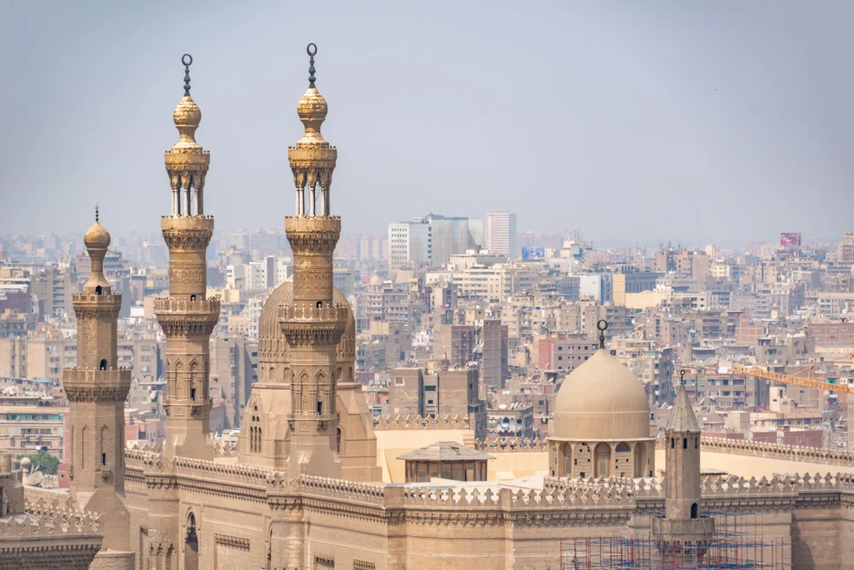 Romantic view of Cairo's historic skyline at sunset