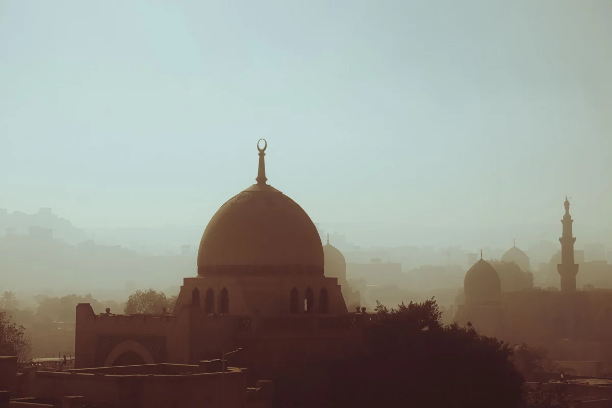 Dramatic sunset view of the Cairo skyline