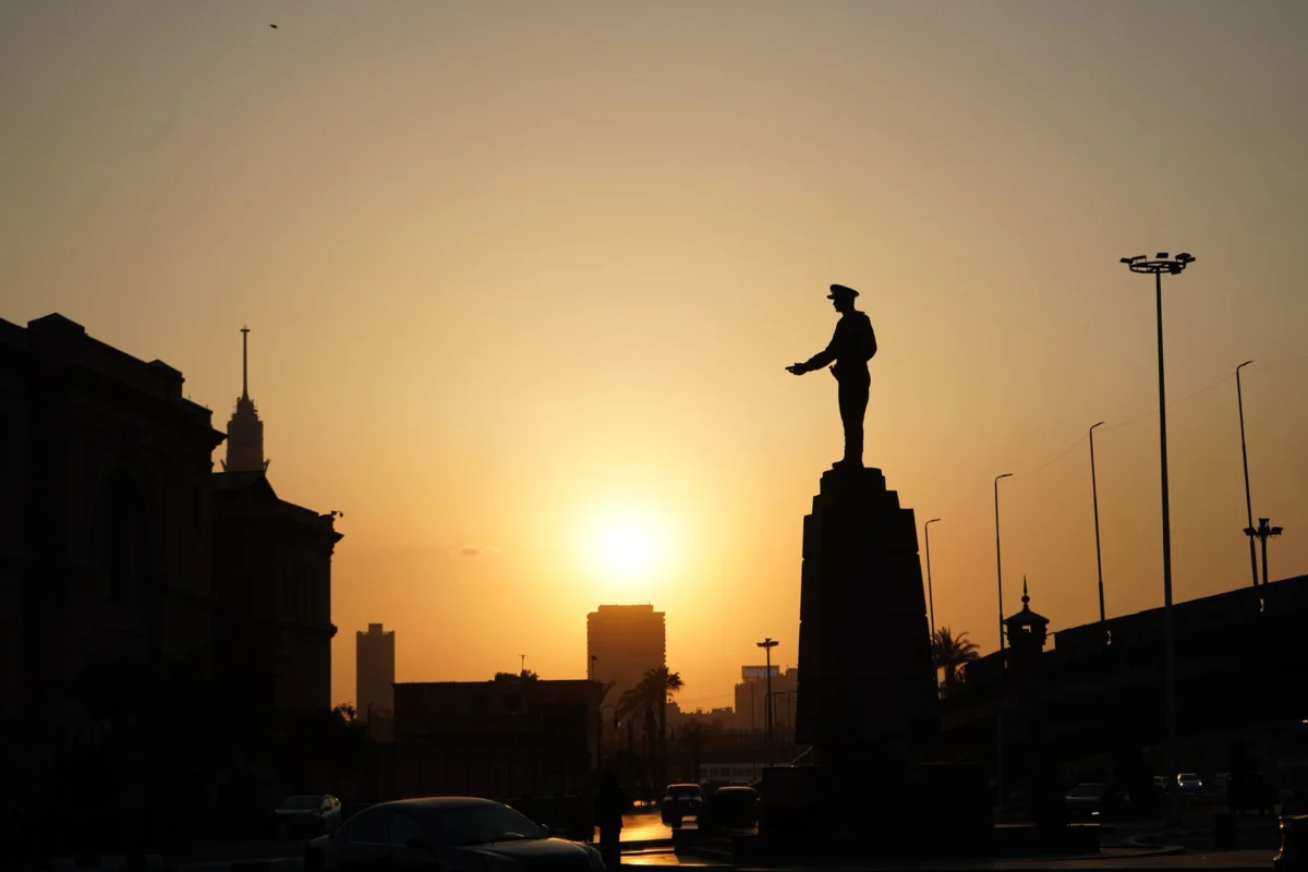 A serene view of Cairo's skyline during sunset, highlighting its romantic allure