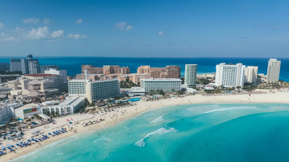Breathtaking view of Cancun's skyline and beach