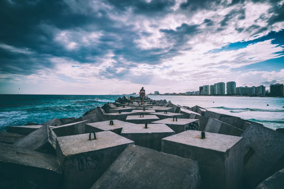 Panoramic view of Cancun skyline at sunset