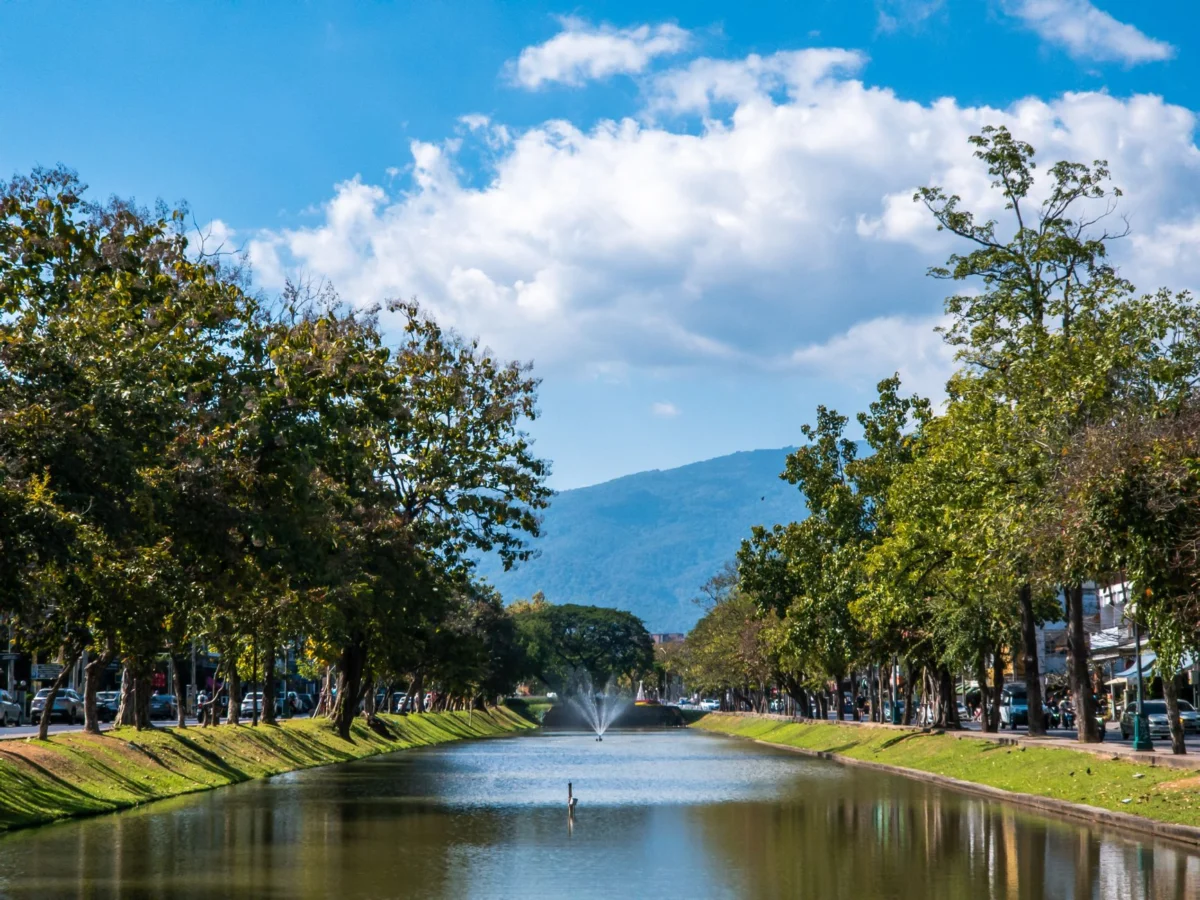 Panoramic view of Chiang Mai city featuring key landmarks