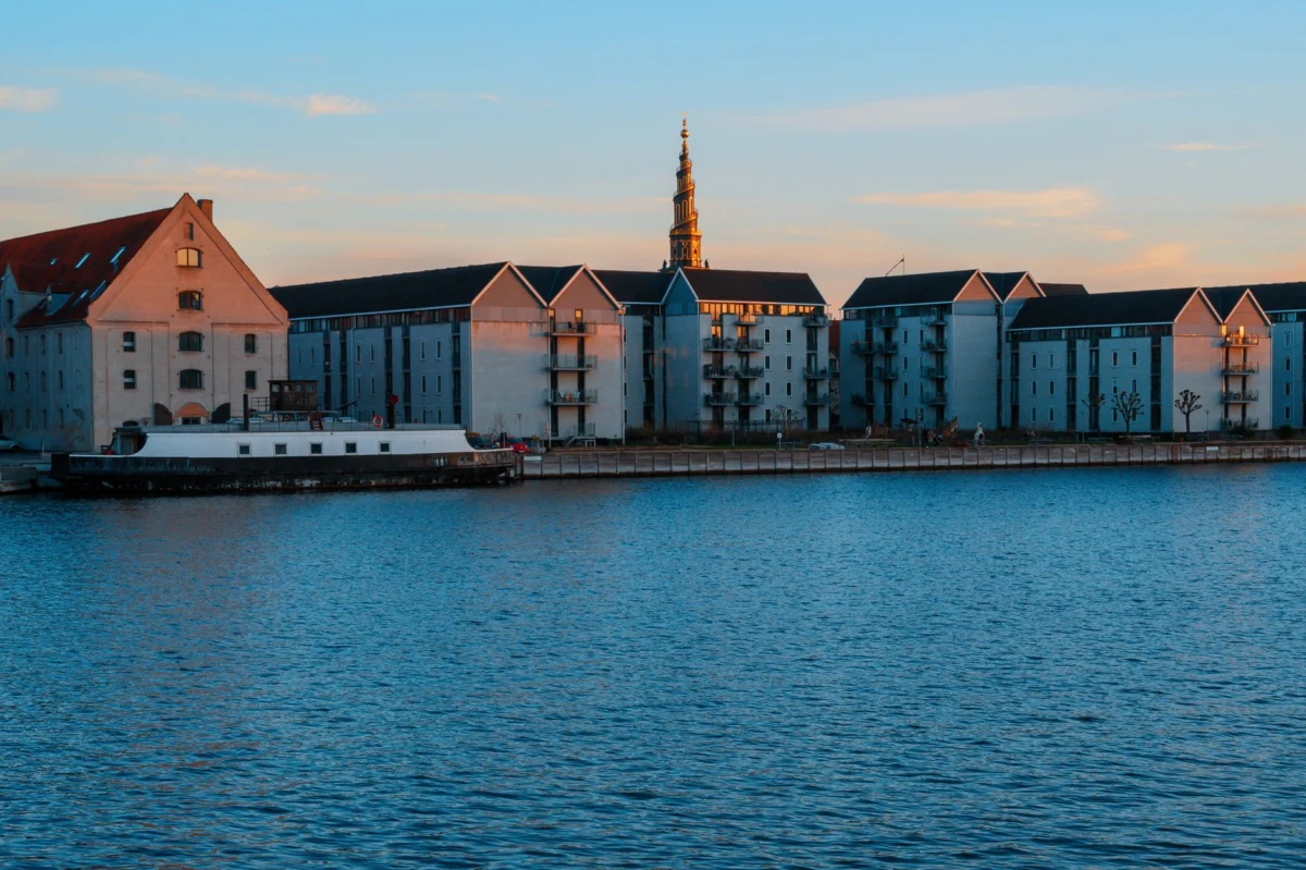 Scenic view of Copenhagen's colorful canal houses