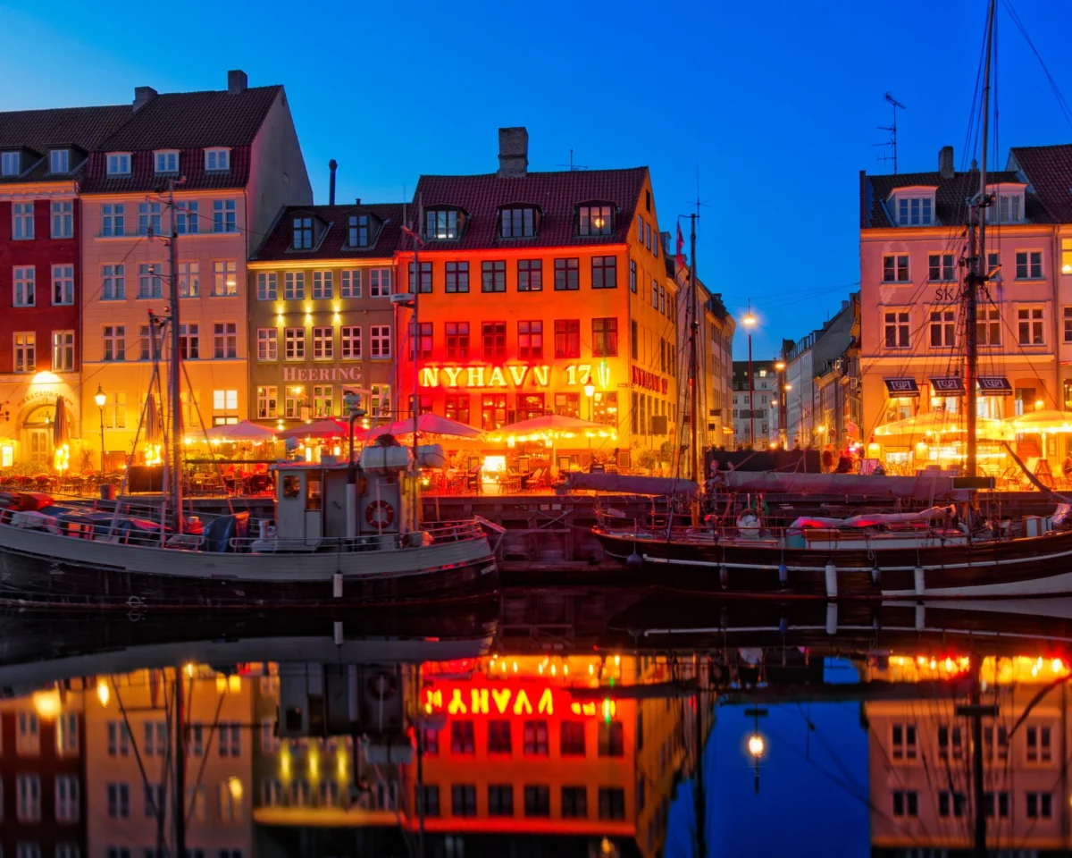 Vibrant Nyhavn canal in Copenhagen with colorful buildings