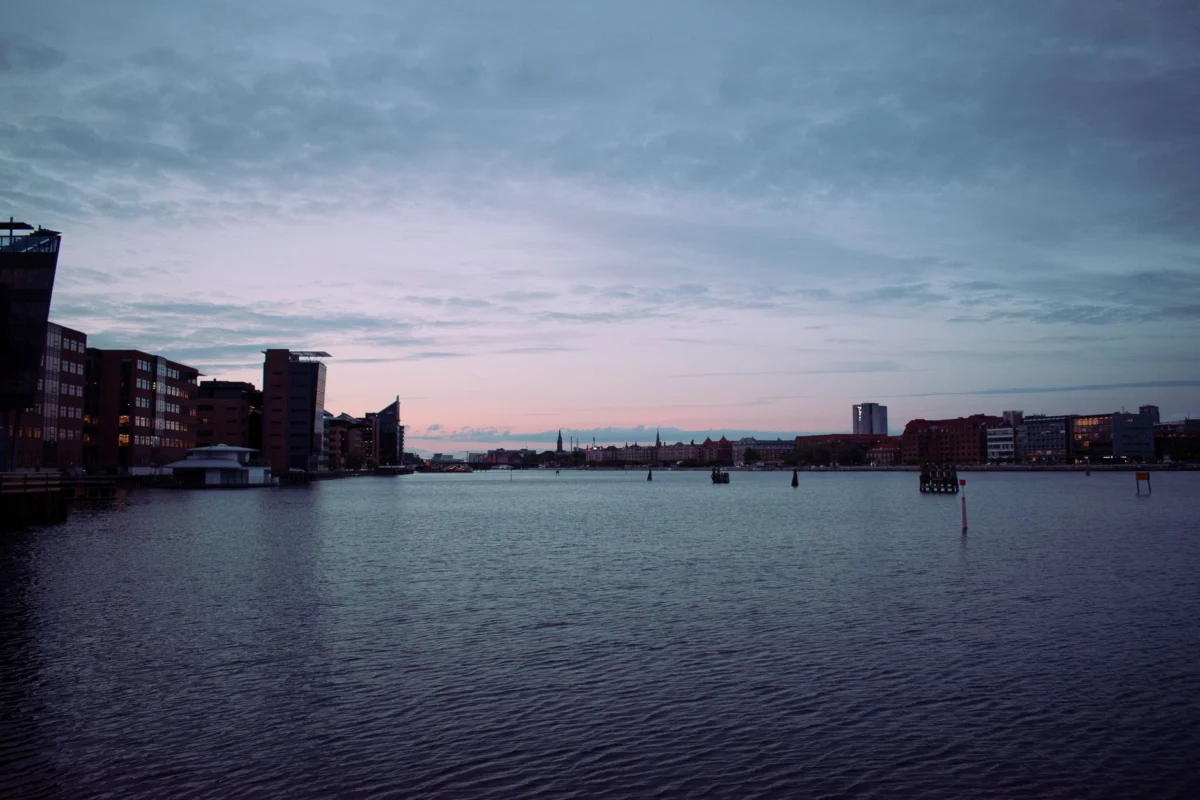 Scenic view of Copenhagen skyline at sunset