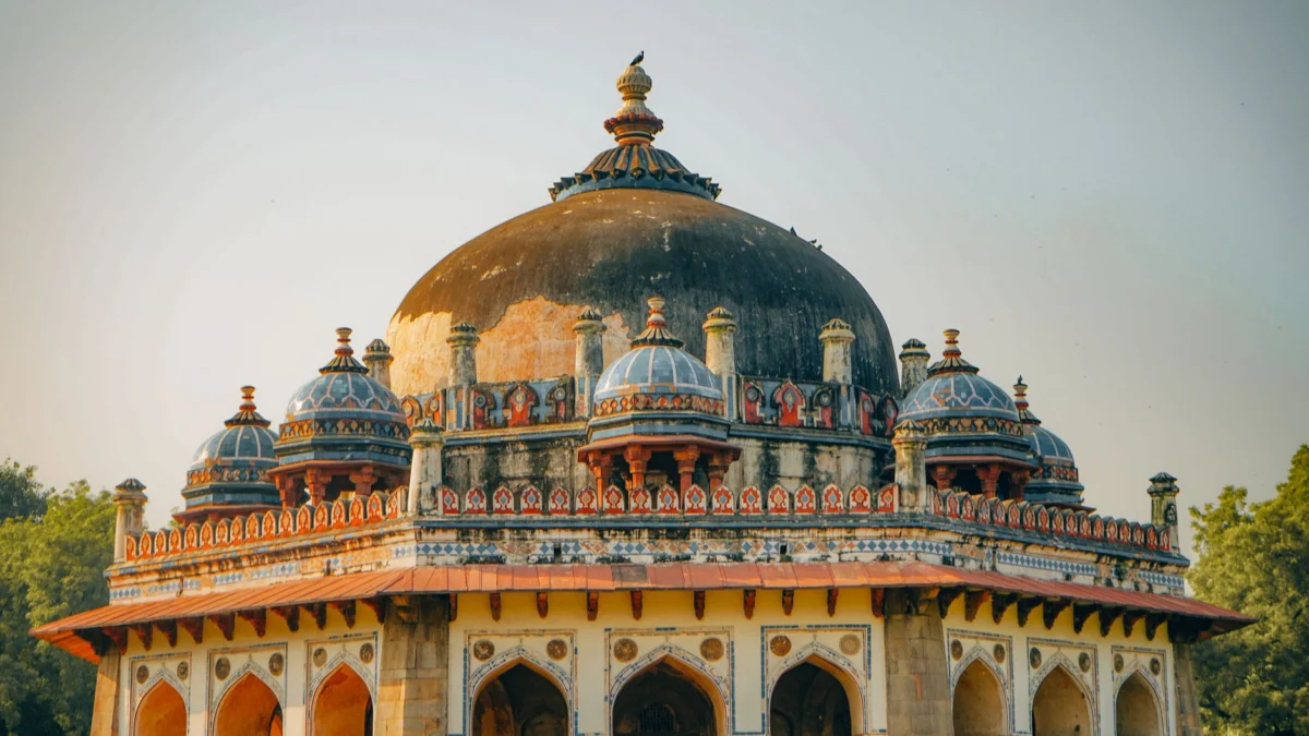 View of Delhi historical skyline during sunset