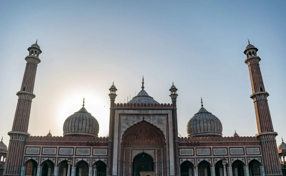 Romantic sunset view of Delhi skyline