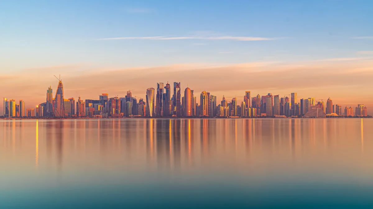 Stunning sunset view of Doha's skyline