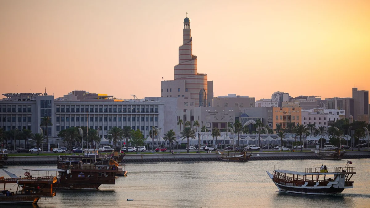 Stunning view of Doha skyline at sunset, capturing the city's scenic allure