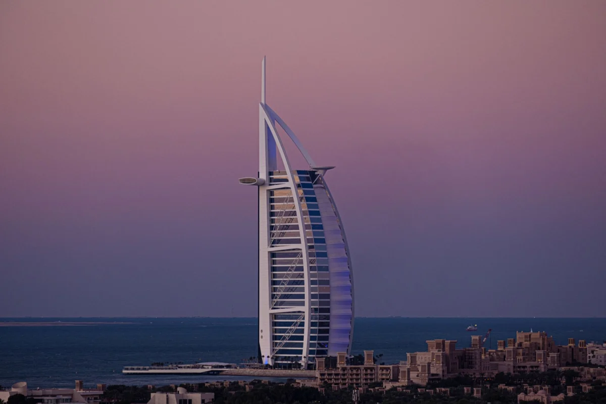 Romantic view of Dubai skyline at night