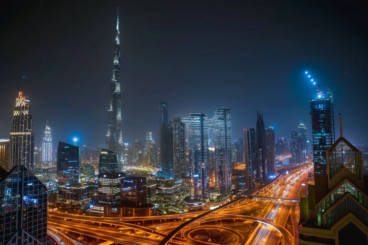 Stunning night view of the Dubai skyline