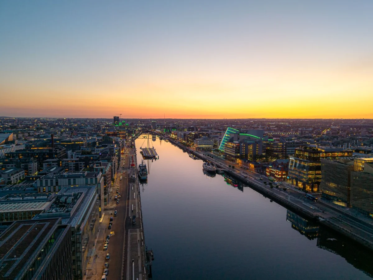 Beautiful sunset over the Dublin skyline