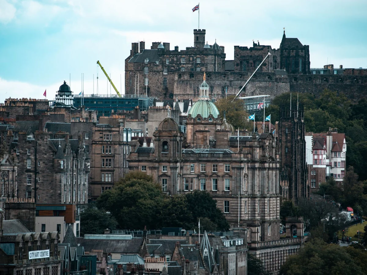 Panoramic view of Edinburgh Castle overlooking the city