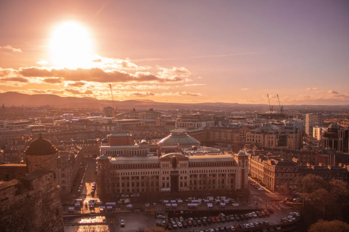 Sunset view of Edinburgh Castle, a must-see landmark