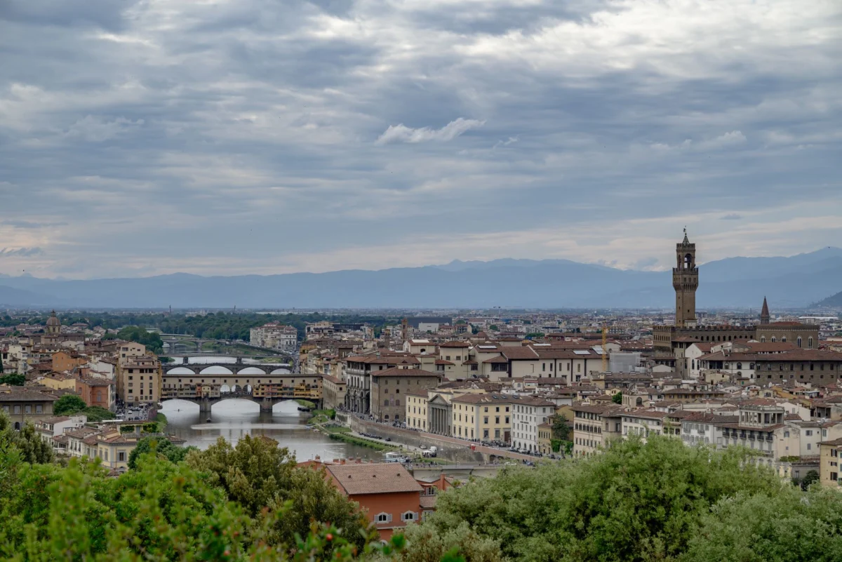 Florence skyline at sunset with romantic ambiance