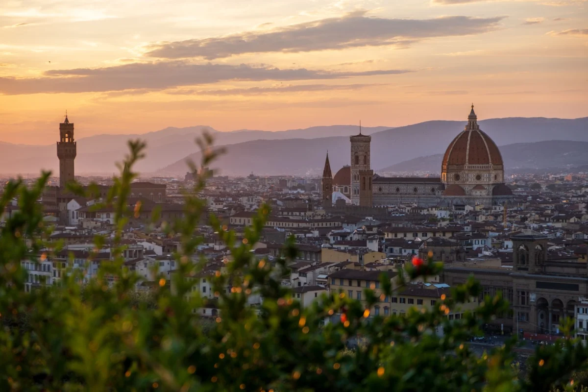 A romantic view of Florence's skyline showcasing iconic landmarks