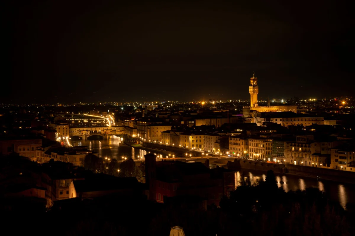A romantic view of Florence skyline at dusk