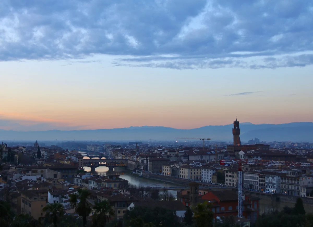 Stunning Florence skyline at dusk with famous landmarks