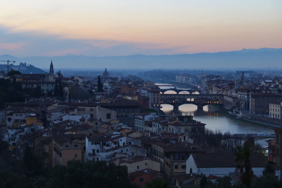 Florence skyline at dusk with romantic ambiance