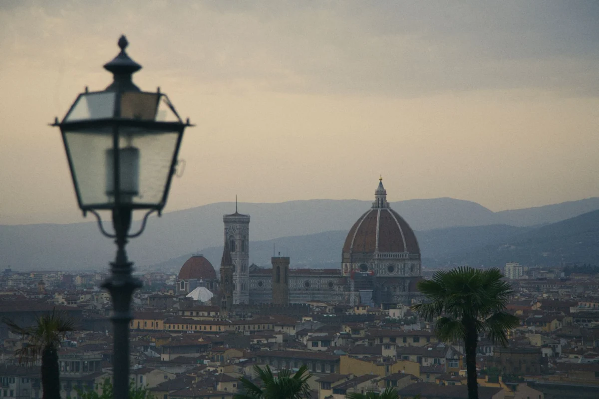 Florence skyline at twilight featuring Brunelleschi's Dome