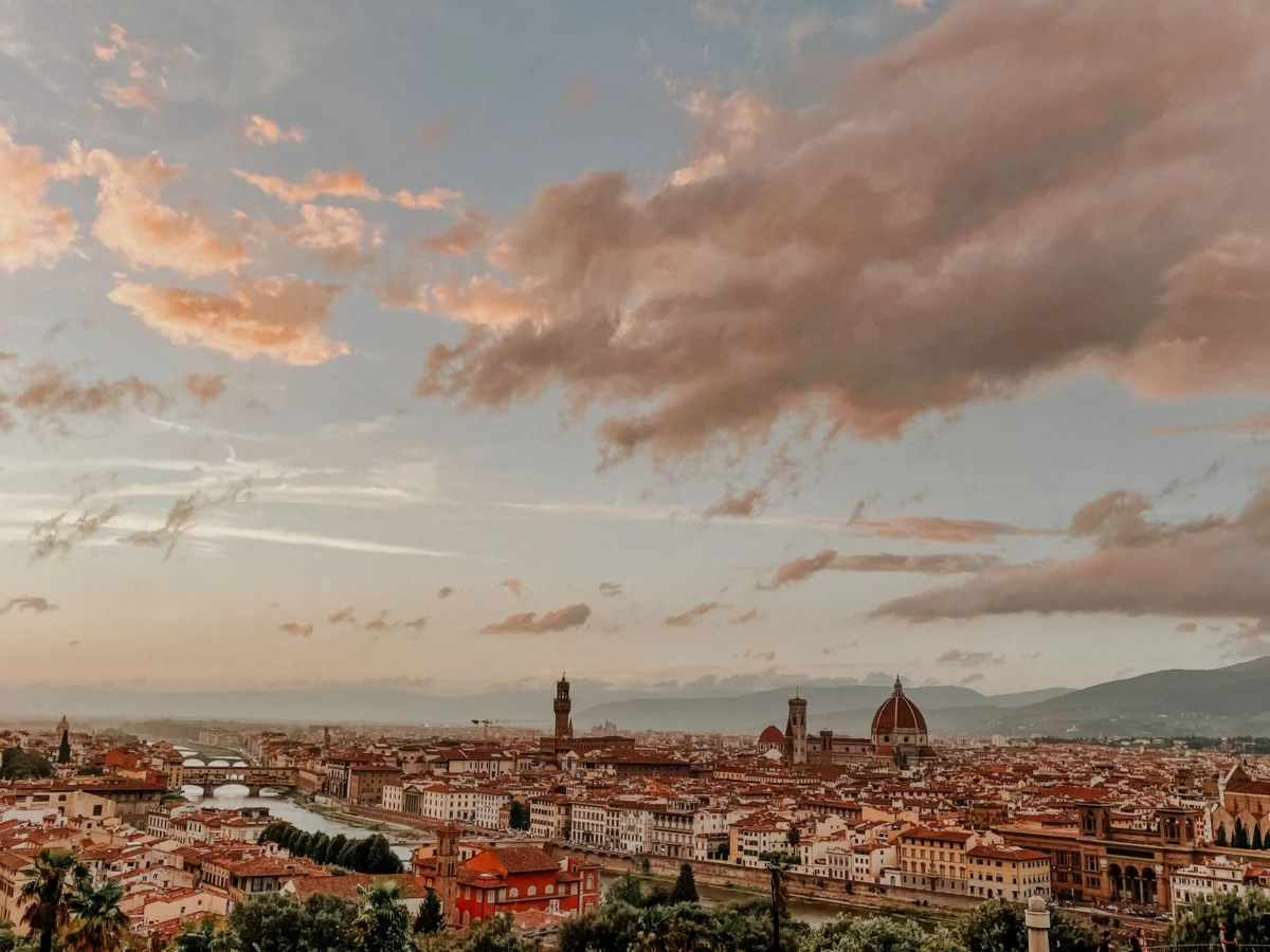 Florence skyline at sunset with iconic landmarks