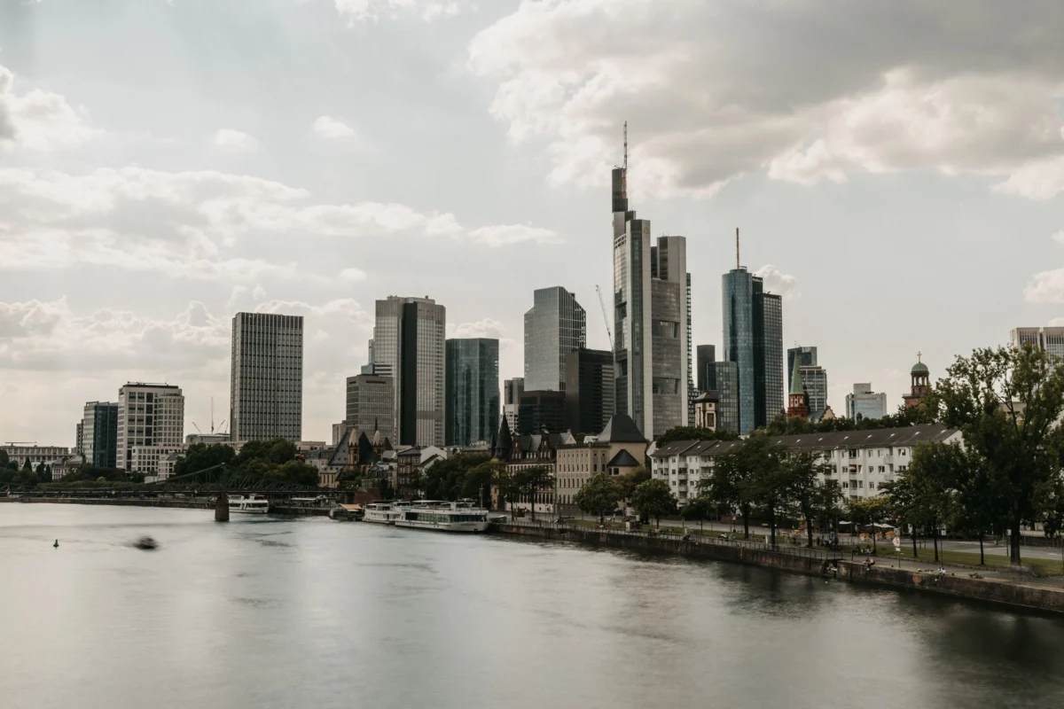 Frankfurt skyline view with iconic modern buildings
