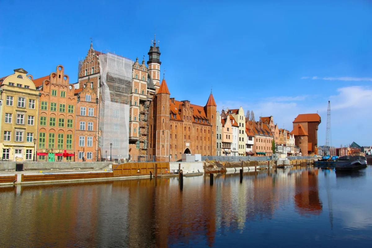 View of Gdansk cityscape with iconic landmarks
