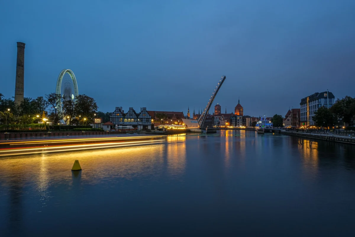 A stunning view of Gdansk's historical waterfront skyline